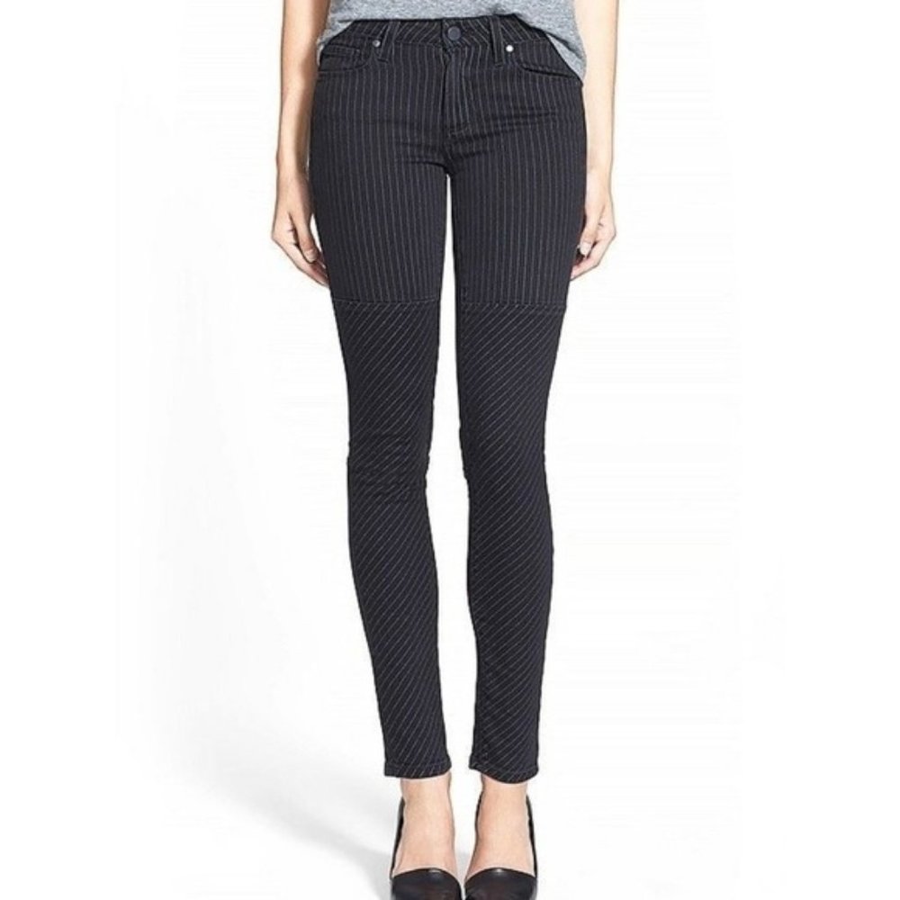 Paige Olga Ultra Skinny Steel Pinstripe Jeans